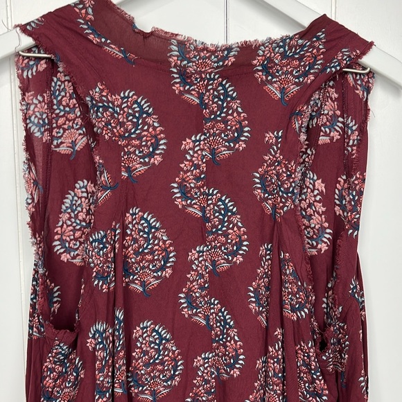 Earthbound Trading Co Womens Dress M Burgundy/Blue Maxi Paisley Print Cottage - Picture 10 of 14